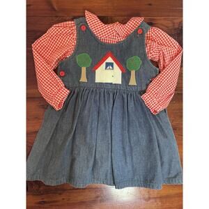 Funtasia Too Girls 2T Back To School Denim Dress Apple Tree Boutique School